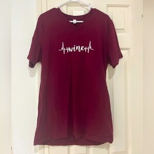 Bella Canvas Wine Heartbeat Short Sleeve Burgundy Tee size larg